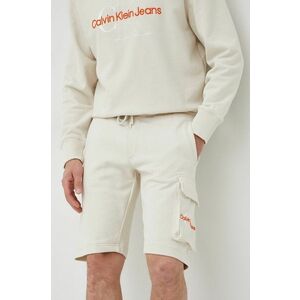Bavlnené šortky Calvin Klein Jeans pánske, béžová farba, vyobraziť