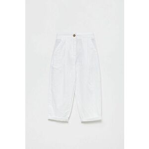 Detské nohavice s prímesou ľanu United Colors of Benetton biela farba, jednofarebné vyobraziť