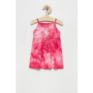 Dievčenské bavlnené šaty United Colors of Benetton ružová farba, midi, rovný strih vyobraziť