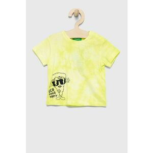 Detské bavlnené tričko United Colors of Benetton žltá farba, vzorovaný vyobraziť