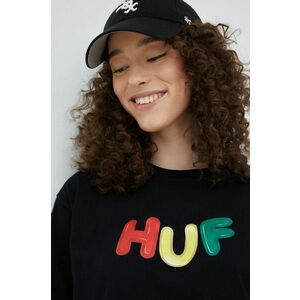 Bavlnené tričko HUF čierna farba, vyobraziť