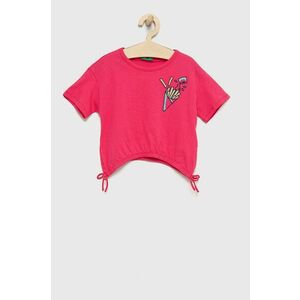 Detské bavlnené tričko United Colors of Benetton ružová farba, vyobraziť