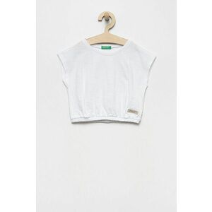 Detské bavlnené tričko United Colors of Benetton biela farba, vyobraziť