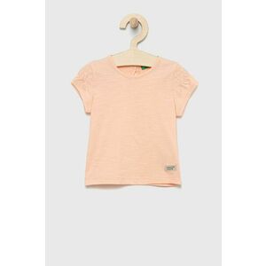 Detské bavlnené tričko United Colors of Benetton oranžová farba, vyobraziť