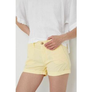 Bavlnené šortky Pepe Jeans Balboa Short dámske, žltá farba, jednofarebné, stredne vysoký pás vyobraziť