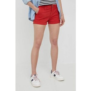 Bavlnené šortky Pepe Jeans Balboa Short dámske, červená farba, jednofarebné, stredne vysoký pás vyobraziť