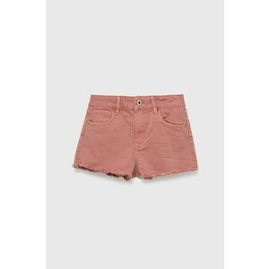Detské rifľové krátke nohavice Pepe Jeans ružová farba, jednofarebné, vyobraziť