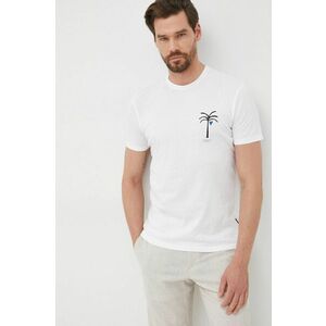 Bavlnené tričko Sisley biela farba, s potlačoú vyobraziť