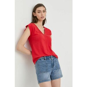 Ľanové tričko Morgan červená farba, vyobraziť