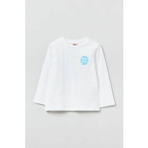 Detská bavlnená košeľa s dlhým rukávom OVS biela farba, jednofarebná vyobraziť