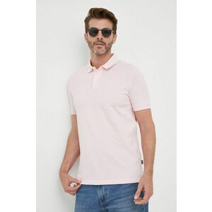 Bavlnené polo tričko BOSS ružová farba, jednofarebné vyobraziť