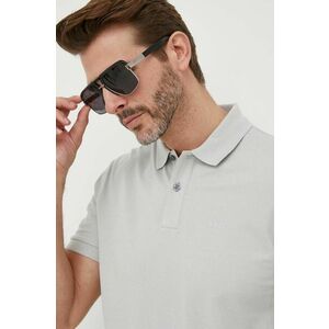 Bavlnené polo tričko BOSS šedá farba, jednofarebné vyobraziť