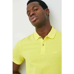 Bavlnené polo tričko BOSS žltá farba, jednofarebné vyobraziť
