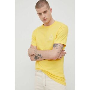 Bavlnené tričko HUF žltá farba, s potlačou vyobraziť