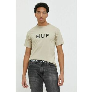 Bavlnené tričko HUF béžová farba, s potlačou vyobraziť