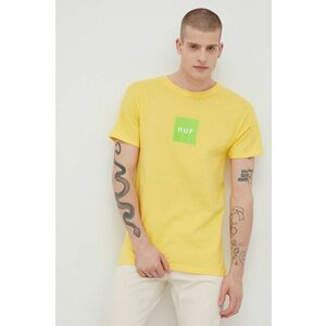 Bavlnené tričko HUF žltá farba, s potlačou vyobraziť