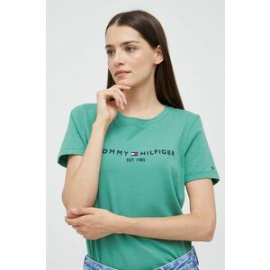 Bavlnené tričko Tommy Hilfiger zelená farba, vyobraziť