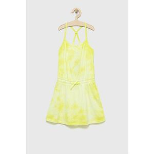 Dievčenské bavlnené šaty United Colors of Benetton žltá farba, midi, rovný strih vyobraziť
