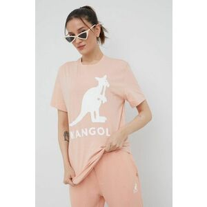 Bavlnené tričko Kangol KLEU005.D-116, ružová farba, vyobraziť