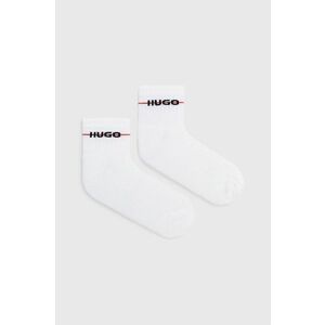 Ponožky HUGO (3-pak) pánske, biela farba vyobraziť