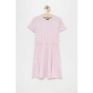 Dievčenské šaty Guess ružová farba, midi, rovný strih vyobraziť