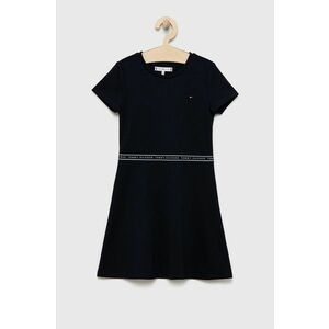 Dievčenské šaty Tommy Hilfiger tmavomodrá farba, mini, rovný strih vyobraziť