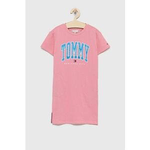 Dievčenské šaty Tommy Hilfiger ružová farba, mini, rovný strih vyobraziť