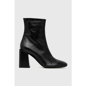 Kožené členkové topánky Furla Block Boot dámske, čierna farba, na podpätku, YD33FBK W36000 O6000 vyobraziť