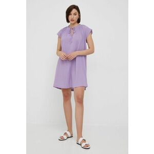 Bavlnené šaty United Colors of Benetton fialová farba, mini, rovný strih vyobraziť