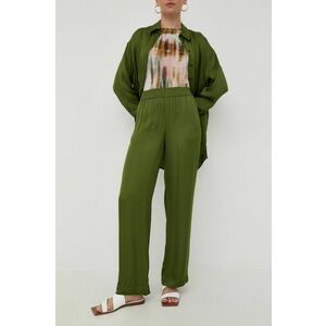 Nohavice Herskind dámske, zelená farba, rovné, vysoký pás vyobraziť