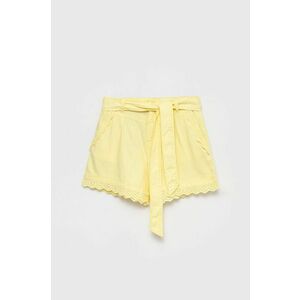 Detské krátke nohavice Guess žltá farba, jednofarebné, vyobraziť