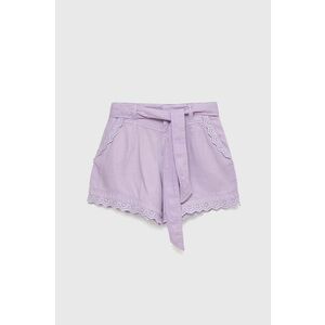 Detské krátke nohavice Guess fialová farba, jednofarebné, vyobraziť