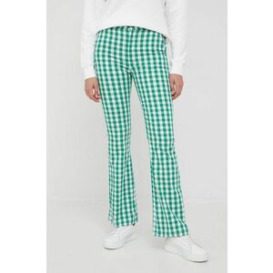 Nohavice Pepe Jeans dámske, zelená farba, zvony, vysoký pás vyobraziť
