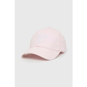Bavlnená čiapka Guess ružová farba, s nášivkou vyobraziť