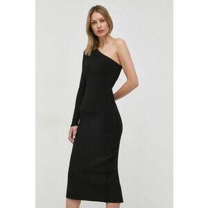 Šaty Victoria Beckham čierna farba, midi, priliehavá vyobraziť