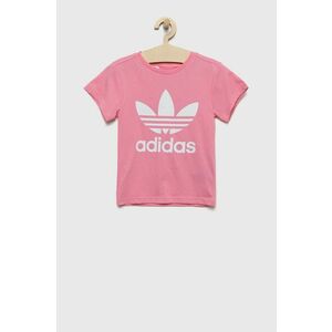 Detské bavlnené tričko adidas Originals ružová farba, vyobraziť