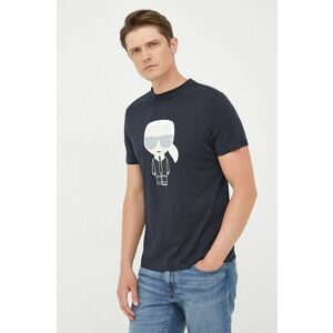 Bavlnené tričko Karl Lagerfeld tmavomodrá farba, s potlačou vyobraziť