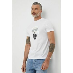 Bavlnené tričko Karl Lagerfeld biela farba, s potlačou vyobraziť