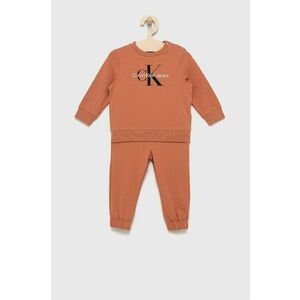 Detská tepláková súprava Calvin Klein Jeans oranžová farba vyobraziť