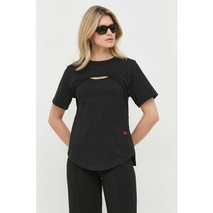 Bavlnené tričko Victoria Beckham čierna farba, vyobraziť