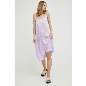 Šaty Answear Lab fialová farba, midi, rovný strih vyobraziť