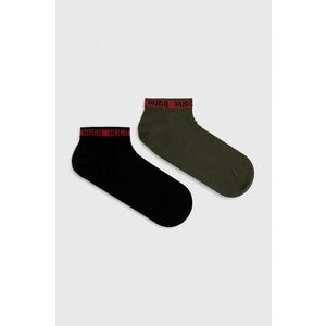 Ponožky HUGO 2-pak pánske, zelená farba vyobraziť