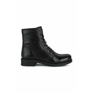 Kožené členkové topánky Geox Rawelle dámske, čierna farba, na plochom podpätku, vyobraziť
