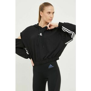 Mikina adidas dámska, čierna farba, jednofarebná vyobraziť