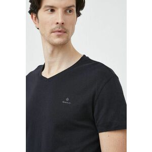 Bavlnené tričko Gant čierna farba, jednofarebné vyobraziť