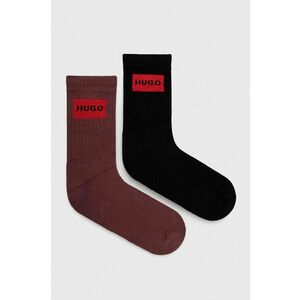 Ponožky HUGO (2-pak) pánske, hnedá farba vyobraziť