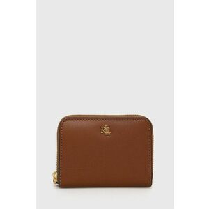 Kožená peňaženka Lauren Ralph Lauren dámsky, hnedá farba vyobraziť