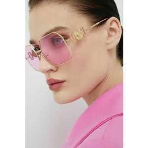 Slnečné okuliare Versace dámske, ružová farba vyobraziť