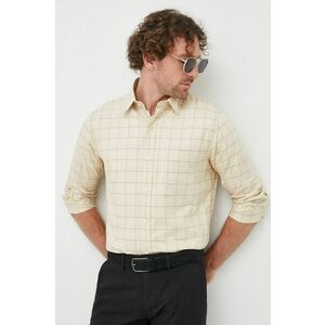 Bavlnená košeľa Polo Ralph Lauren pánska, béžová farba, regular, s klasickým golierom vyobraziť
