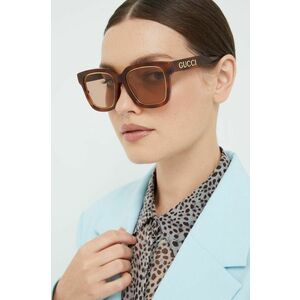 Slnečné okuliare Gucci dámske, hnedá farba vyobraziť